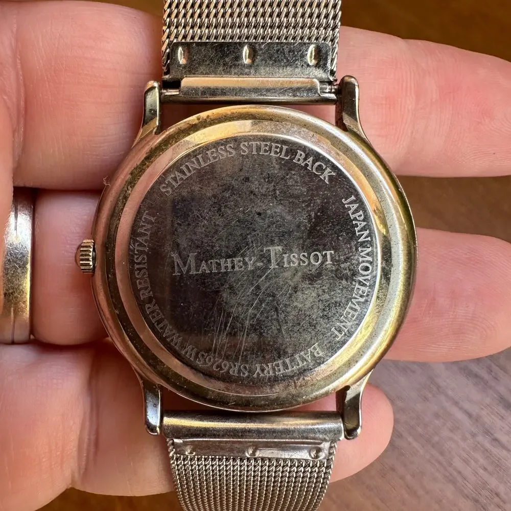 Mathey Tissot Vintage Ladies Silver Watch Adjustable Band 1980s